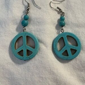 Turquoise look Peace Sign Earrings